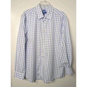 Egara Button Up Long Sleeve Shirt Size XL Non Iron 100% Cotton Contrasting Cuff